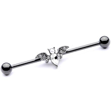 Load image into Gallery viewer, 14G Clear Gem Black Bat Halloween Industrial Barbell 38mm
