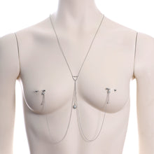 Load image into Gallery viewer, 14G 5/8 Clear Gem Sun Heart Star Nipple Chain Necklace
