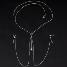 Load image into Gallery viewer, 14G 5/8 Clear Gem Sun Heart Star Nipple Chain Necklace
