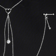 Load image into Gallery viewer, 14G 5/8 Clear Gem Sun Heart Star Nipple Chain Necklace
