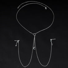 Load image into Gallery viewer, 14G 5/8 Blue Gem Moon Heart Star Nipple Chain Necklace
