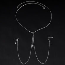 Load image into Gallery viewer, 14G 5/8 Clear Gem Moon Heart Star Nipple Chain Necklace
