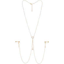 Load image into Gallery viewer, 14G 5/8 Aurora Gem Gold Tone Heart Star Nipple Chain Necklace
