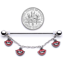Load image into Gallery viewer, 14G Monster Fang Halloween Chain Dangle Industrial Barbell 38mm
