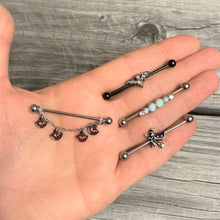 Load image into Gallery viewer, 14G Clear Gem Black Bat Halloween Industrial Barbell 38mm
