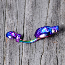 Load image into Gallery viewer, Rainbow Scary Double Skull Halloween Double Mount Belly Ring
