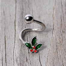 Load image into Gallery viewer, Red Gem Holly Berry Holiday Christmas Spiral Twister Belly Ring
