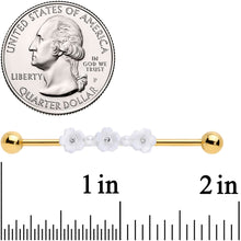 Load image into Gallery viewer, 14G Clear Gem Gold Tone Flower Industrial Barbell 38mm
