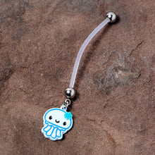 Load image into Gallery viewer, Bundle of Joy Baby Blue Squid Nautical Dangle Pregnancy Belly Ring
