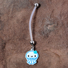 Load image into Gallery viewer, Bundle of Joy Baby Blue Squid Nautical Dangle Pregnancy Belly Ring
