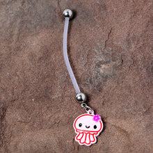 Load image into Gallery viewer, Bundle of Joy Baby Pink Squid Jellyfish Nautical Dangle Pregnancy Belly Ring
