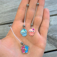 Load image into Gallery viewer, Bundle of Joy Baby Pink Squid Jellyfish Nautical Dangle Pregnancy Belly Ring
