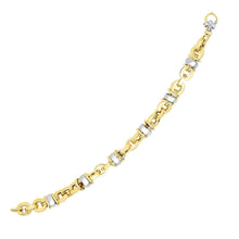 Load image into Gallery viewer, 14k Two-Tone Gold Oval Bracelet with Barrel Bead Connectors
