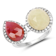 Load image into Gallery viewer, 8.86 Carat Genuine Pink Sapphire and Sapphire White .925 Sterling Silver Ring
