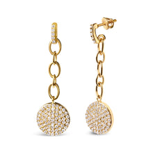 Load image into Gallery viewer, 18K Yellow Gold Plated .925 Sterling Silver 1.0 Cttw Diamond Composite Cluster Dangle Chain Earrings (I-J Color, I1-I2 Clarity)
