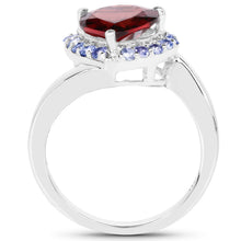 Load image into Gallery viewer, 3.26 Carat Genuine Garnet and Tanzanite .925 Sterling Silver Ring
