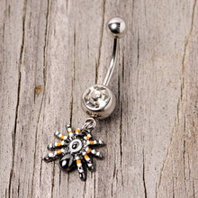 Load image into Gallery viewer, Clear Gem Tarantula Spider Halloween Dangle Belly Ring
