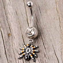 Load image into Gallery viewer, Clear Gem Tarantula Spider Halloween Dangle Belly Ring
