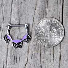 Load image into Gallery viewer, 16G 3/8 Black Purple Cauldron Halloween Cartilage Clicker
