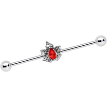 Load image into Gallery viewer, 14G Red Gem Holiday Holly Leaf Christmas Industrial Barbell 38mm
