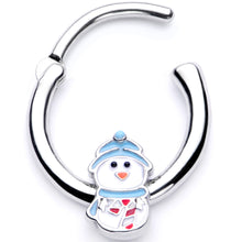 Load image into Gallery viewer, 16G 3/8 Snowman Winter Holiday Christmas Septum Clicker
