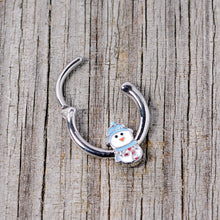Load image into Gallery viewer, 16G 3/8 Snowman Winter Holiday Christmas Septum Clicker
