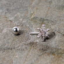 将图片加载到图库查看器，16G 1/4 Clear Gem Winter Snowflake Cartilage Tragus
