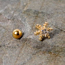 Load image into Gallery viewer, 16G 1/4 Clear Gem Gold Tone Winter Snowflake Cartilage Tragus

