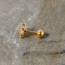 Load image into Gallery viewer, 16G 1/4 Clear Gem Gold Tone Winter Snowflake Cartilage Tragus
