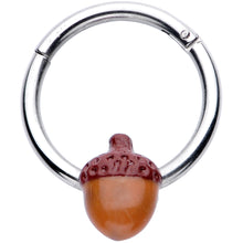 将图片加载到图库查看器，16G 3/8 Brown Autumn Acorn Hinged Segment Ring
