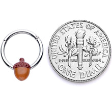将图片加载到图库查看器，16G 3/8 Brown Autumn Acorn Hinged Segment Ring
