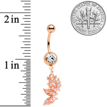 Load image into Gallery viewer, Clear CZ Gem Rose Gold Tone Trio Butterfly Dangle Belly Ring
