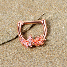 Load image into Gallery viewer, 16G 1/4 Clear CZ Gem Rose Gold Tone Butterfly Cartilage Clicker
