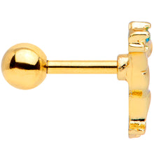 Load image into Gallery viewer, 16G 1/4 Blue Gem Gold Tone Leaping Cat Cartilage Tragus Earring
