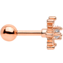 Load image into Gallery viewer, 16G 1/4 Clear Gem Rose Gold Tone Snowflake Cartilage Tragus
