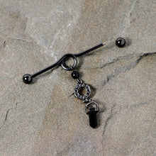 Load image into Gallery viewer, 14G Black Gem Halloween Dangle Industrial Barbell 38mm
