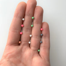 Load image into Gallery viewer, 16G 5/16 Pink Green Matte Curved Eyebrow Ring Set of 4
