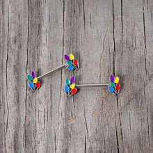 Load image into Gallery viewer, 14G 5/8 Christmas Lights Holiday Barbell Nipple Ring Set
