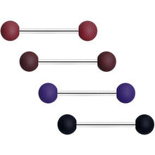 Load image into Gallery viewer, Black Blue Brown Matte Barbell Tongue Ring Set of 4
