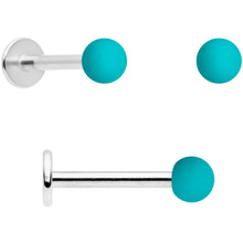 Load image into Gallery viewer, 16G 5/16 Blue Green Grey Matte Labret Monroe Tragus Set of 4

