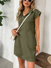 Load image into Gallery viewer, Retro Brown Half-Zip Cap Sleeve Mini Dress Classic &amp; Vintage Design Dress For Girls
