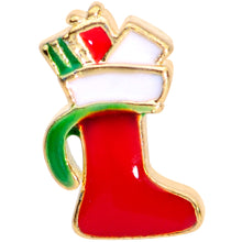 Load image into Gallery viewer, 20G 7mm Gold Tone Red White Christmas Stocking Nose Bone
