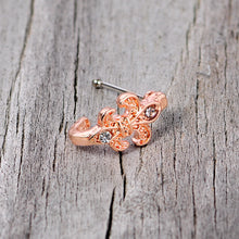 Load image into Gallery viewer, 20G 3/8 Clear Gem Rose Gold Tone Fleur De Lis Faux Hoop Nose Bone
