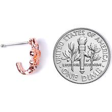 Load image into Gallery viewer, 20G 3/8 Clear Gem Rose Gold Tone Fleur De Lis Faux Hoop Nose Bone
