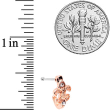 Load image into Gallery viewer, 20G 3/8 Clear Gem Rose Gold Tone Fleur De Lis Faux Hoop Nose Bone
