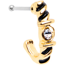 Load image into Gallery viewer, 20G 3/8 Clear Gem Gold Tone Twist Faux Hoop Nose Bone
