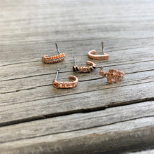 Load image into Gallery viewer, 20G 3/8 Clear Gem Rose Gold Tone Twist Faux Hoop Nose Bone
