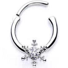 将图片加载到图库查看器，16G 3/8 Clear Gem Holiday Snowflake Septum Clicker
