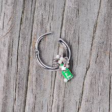 Load image into Gallery viewer, 16G 3/8 Clear Gem Green Champagne Bottle Holiday Septum Clicker
