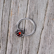 Load image into Gallery viewer, 16G 3/8 Red Gem Holly Leaf Holiday Hinged Segment Ring
